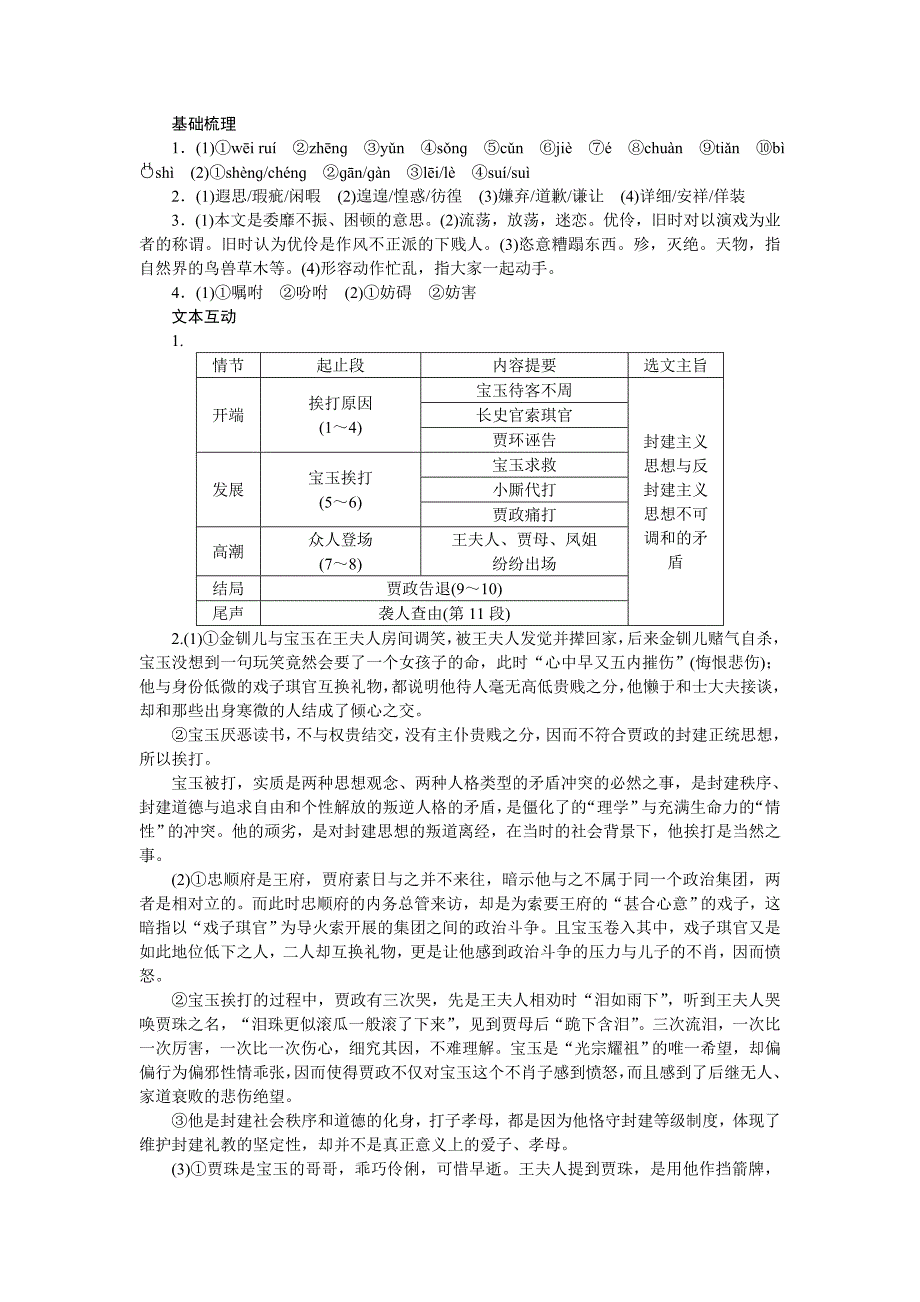 【名校精品】【粤教版】语文必修四第9课宝玉挨打同步练习及答案第1课时_第5页