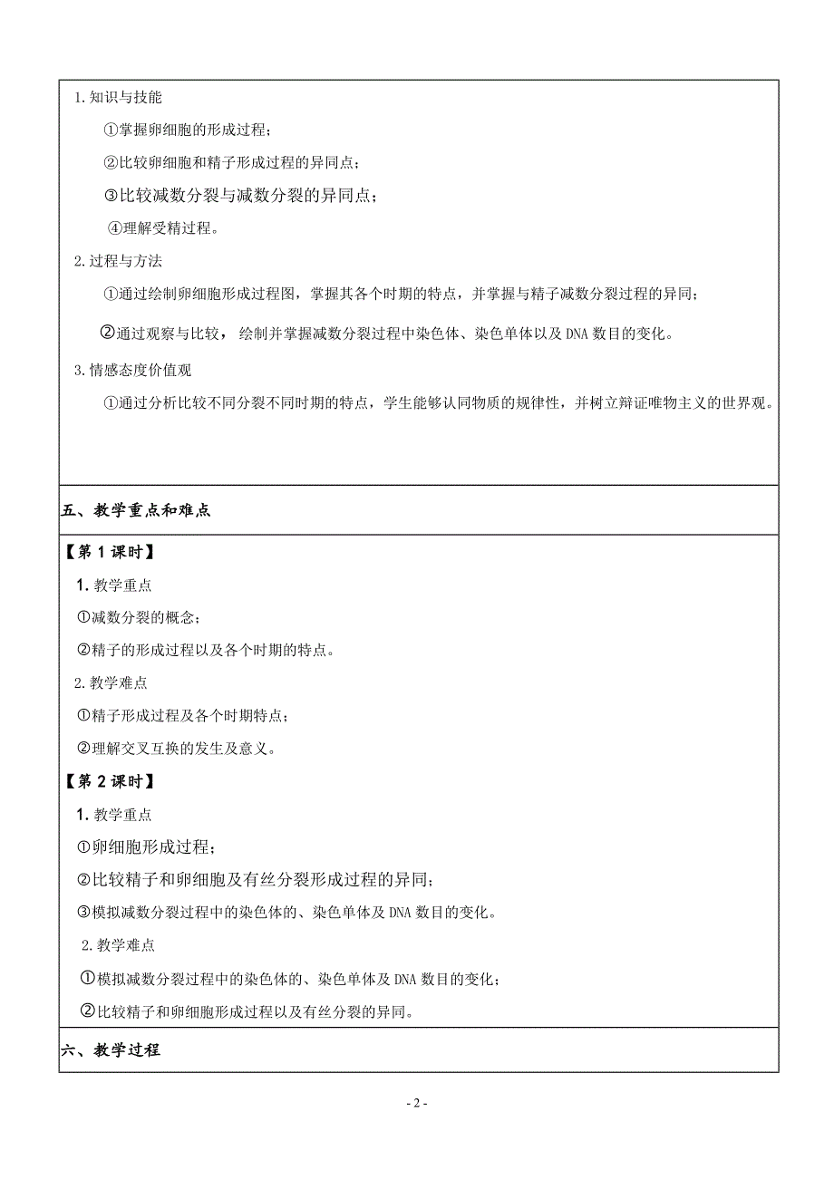 减数分裂教学设计_第2页