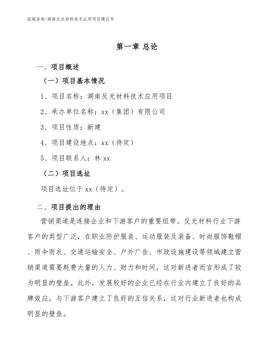 湖南反光材料技术应用项目建议书（参考范文）_第5页