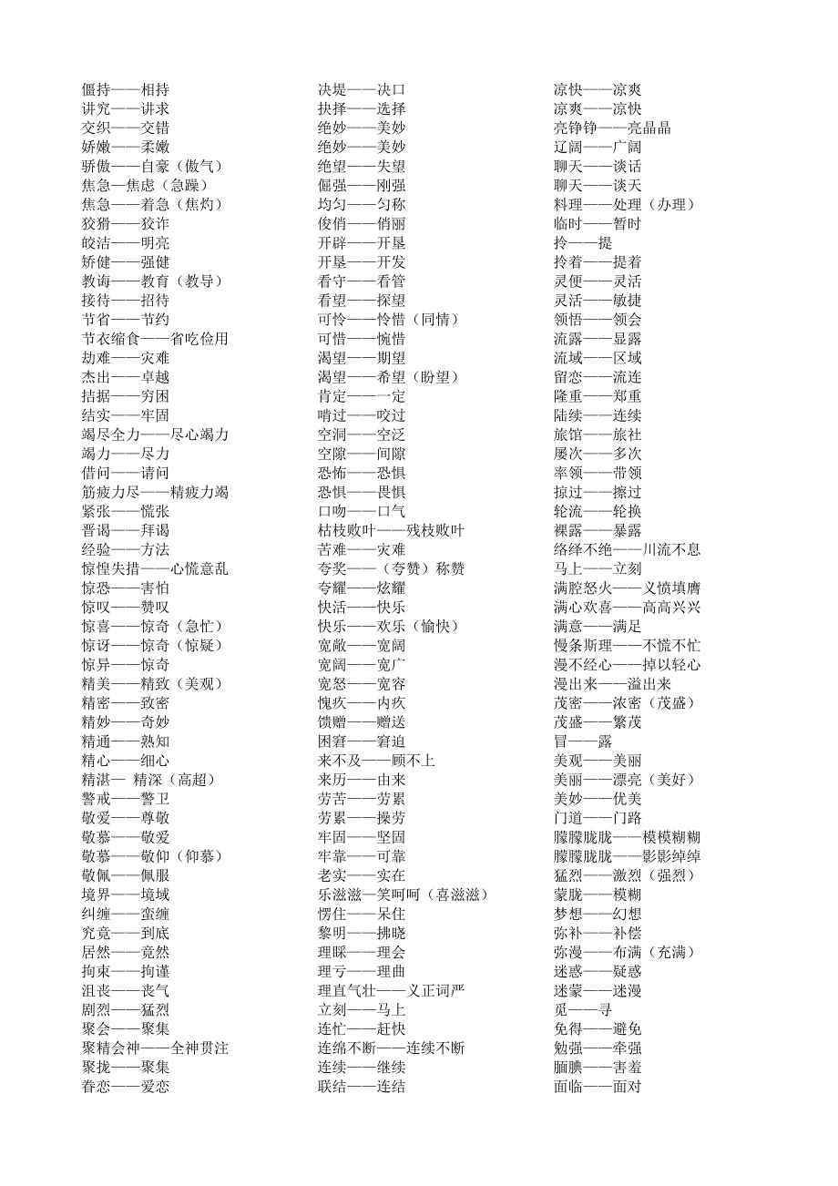 小学生同(近)义词集锦_第3页