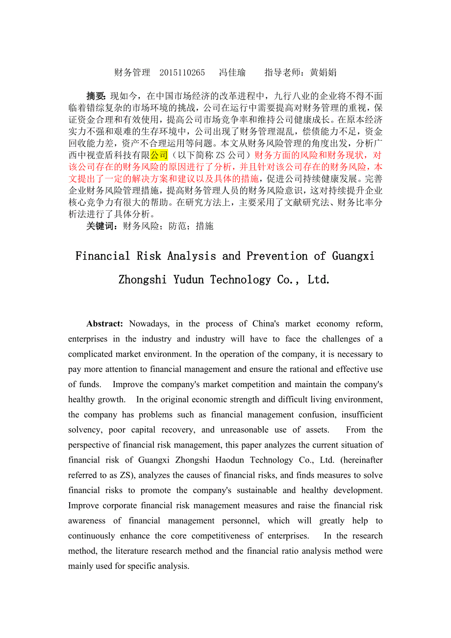 广西中视壹盾科技有限公司财务风险分析与防范_第3页