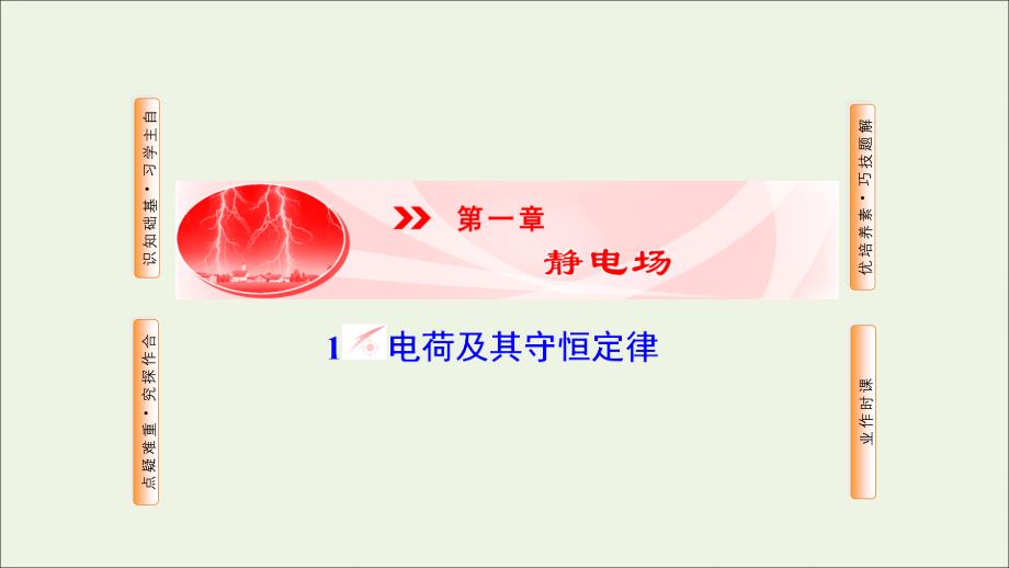 2019高中物理 第一章 静电场 1 电荷及其守恒定律课件 新人教版选修3-1_第1页