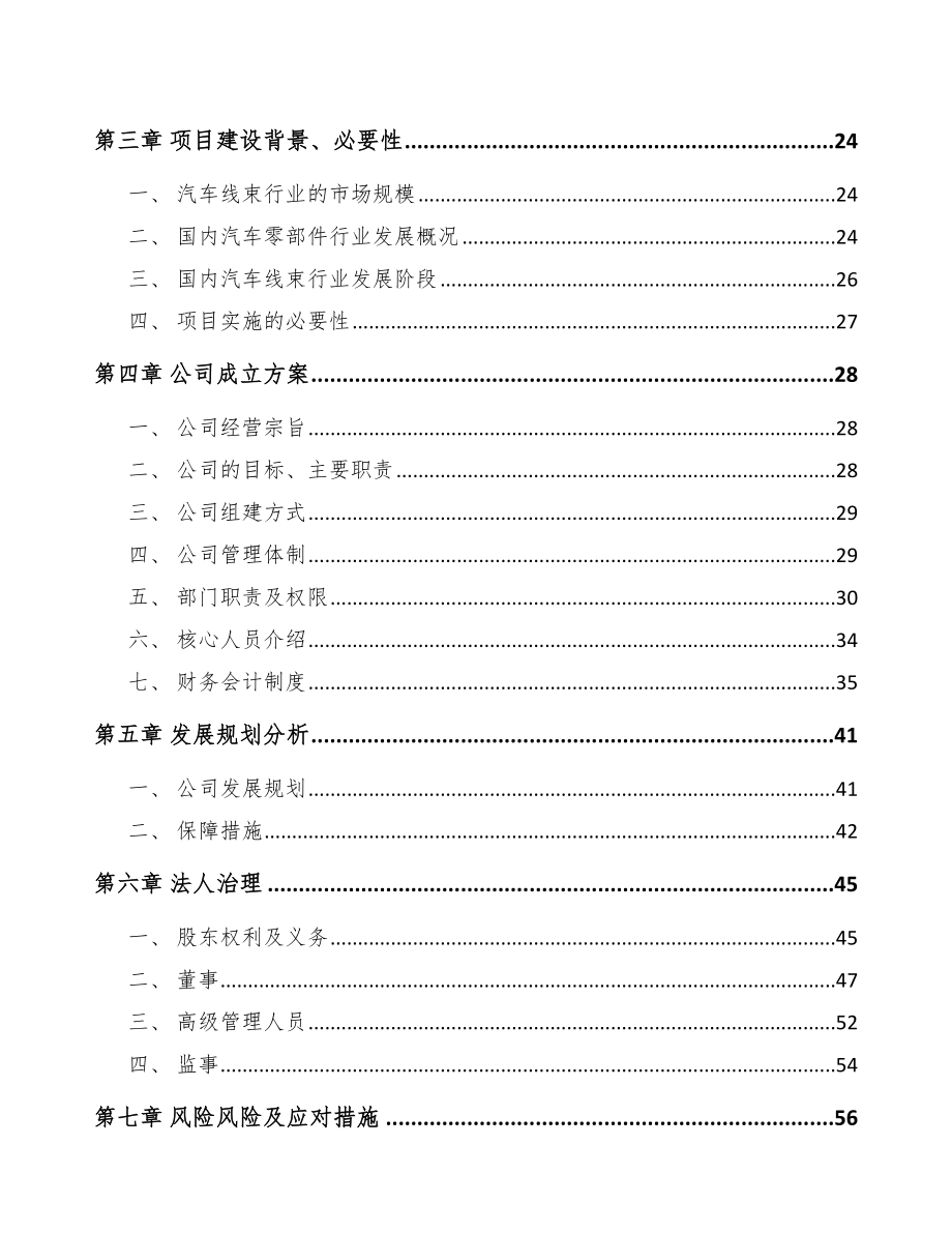 乌海关于成立汽车线束公司可行性研究报告_第4页