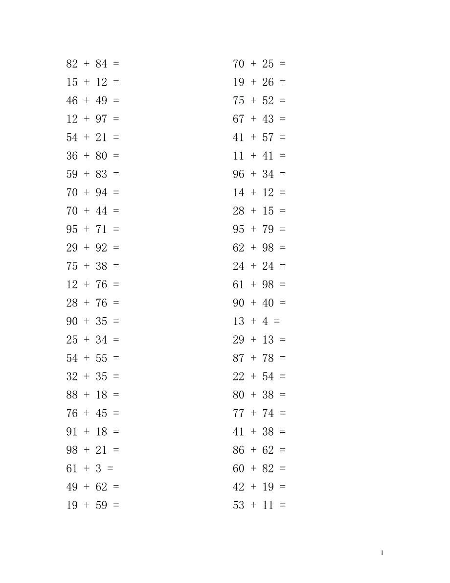 小学数学100以内加法1000题.doc_第1页