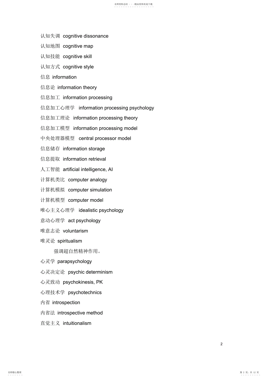 2022年心理学专业英语词汇汇总,推荐文档_第2页