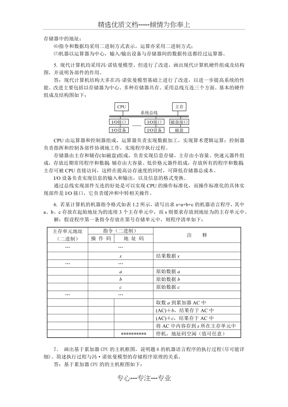 计算机组成原理课后习题解答(共54页)_第2页