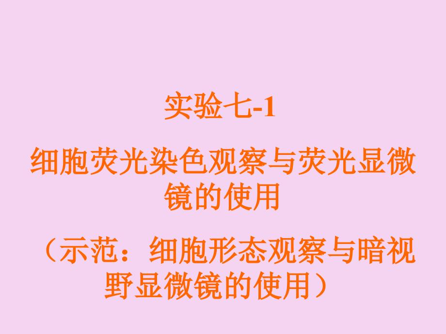 实验七荧光显微镜及激光扫描共聚焦显微镜使用ppt课件_第1页