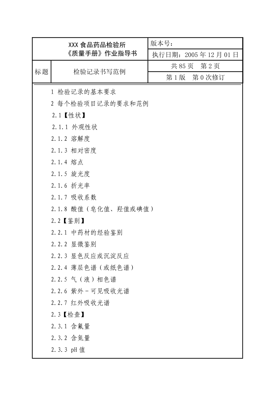 药品检验原始记录书写范例_第2页