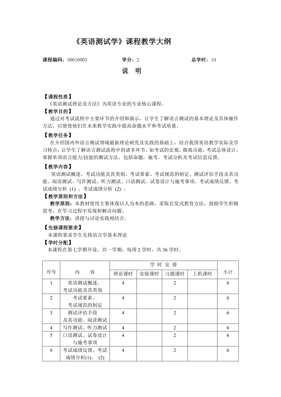 3英语测试理论及方法课程教学大纲_第1页