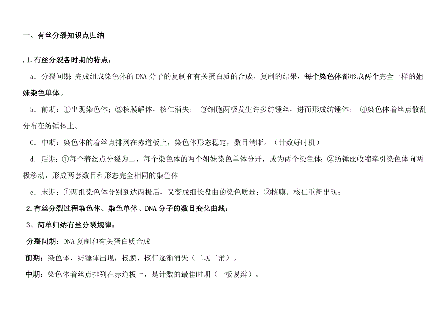 有丝分裂和减数分裂知识点及图形及曲线绘制归纳_第1页