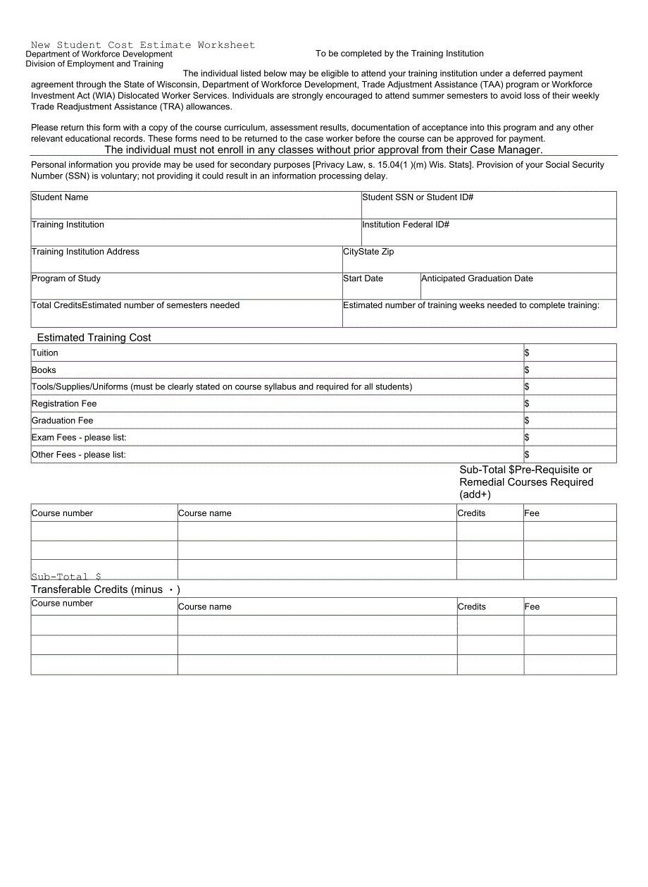 TAA-16180 New Student Cost Estimate Worksheet.docx_第1页