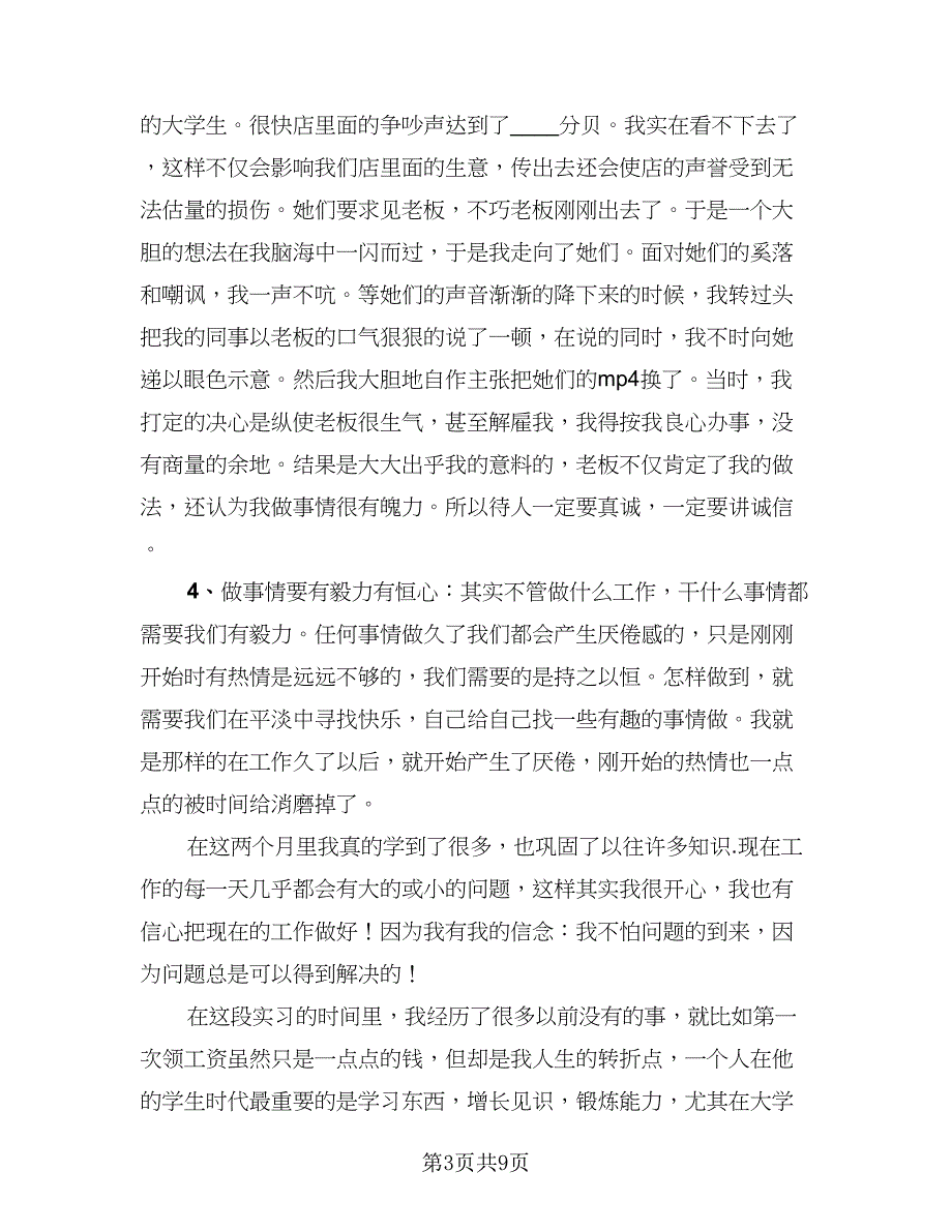 2023年销售岗位实习总结标准范文（二篇）.doc_第3页