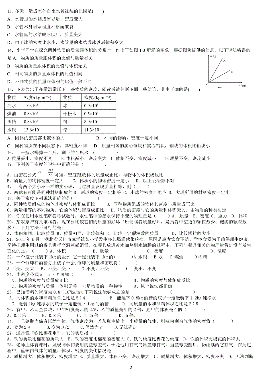 质量与密度单元测试题_第2页