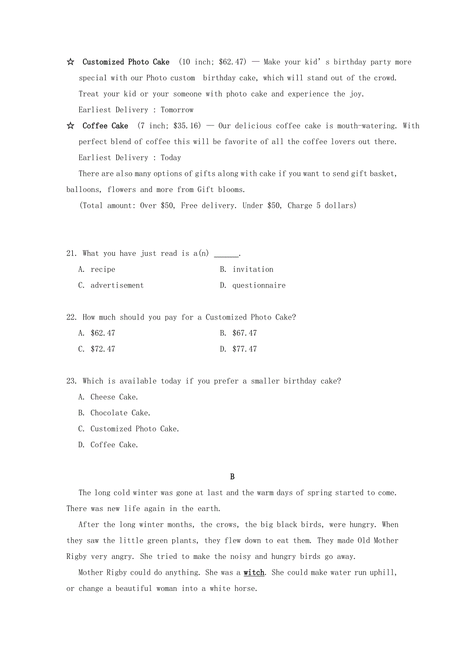 贵州省贵阳清镇北大培文学校2018-2019学年高二英语下学期期中试题_第4页