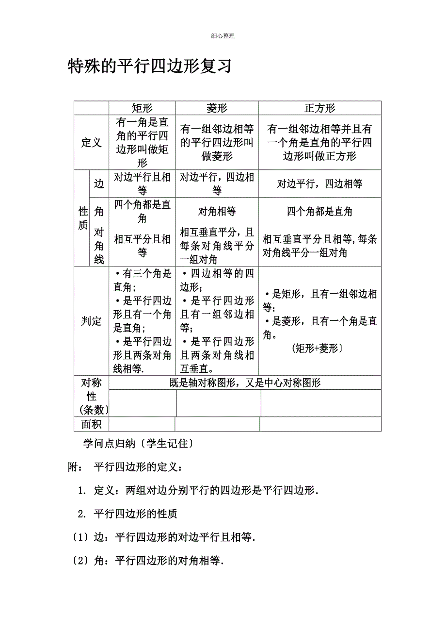 特殊平行四边形知识点复习_第1页