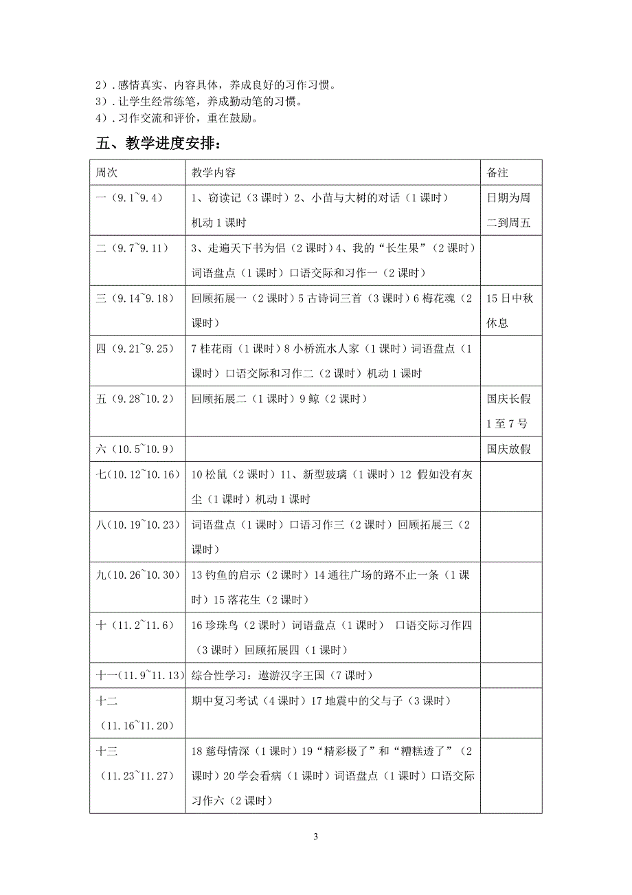 小学语文人教版五年级上册教学计划.doc_第3页