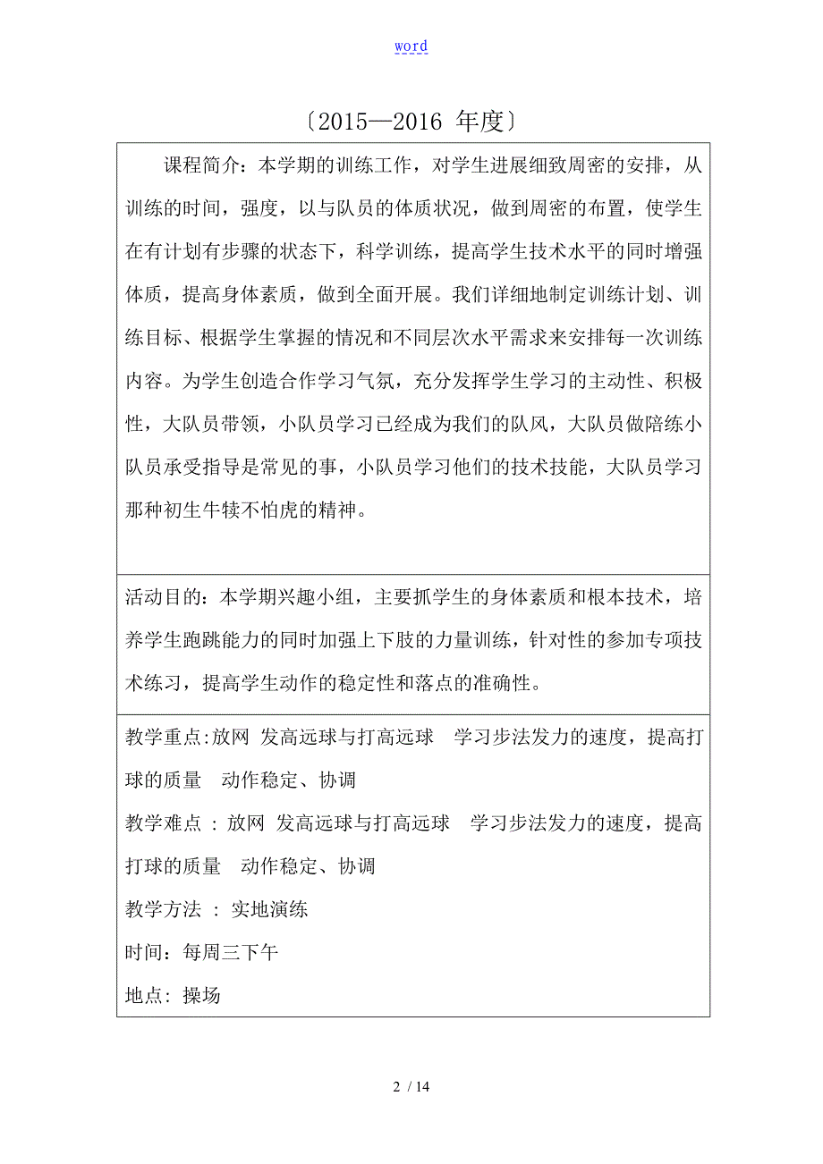 羽毛球兴趣小组精彩活动记录簿1_第2页