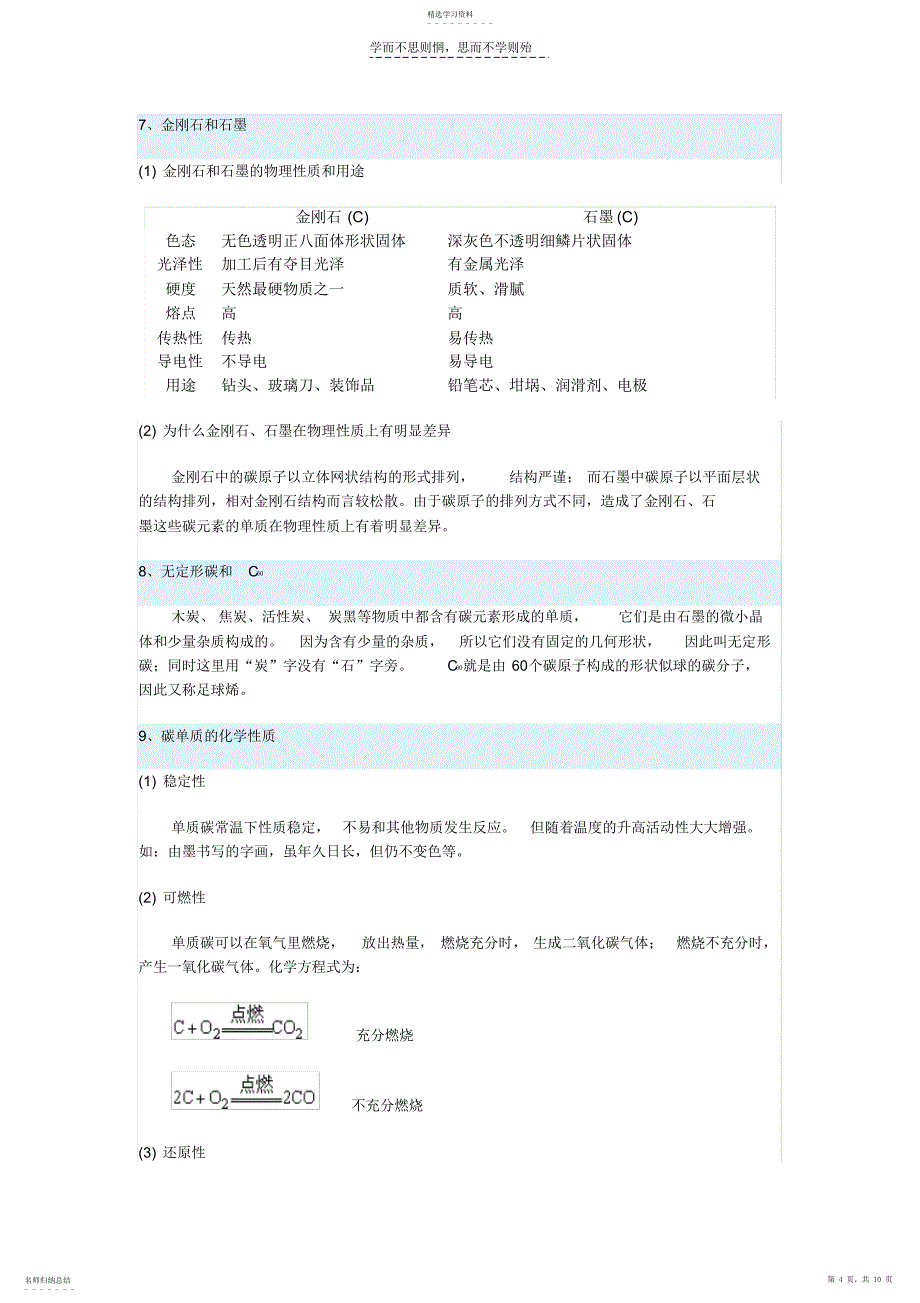 2022年化学方程式碳和碳的氧化物总复习_第4页