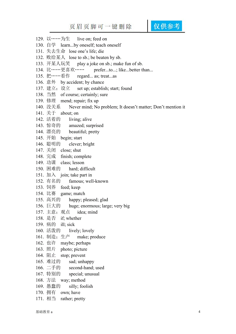 英语同义近义词短语教育材料_第4页