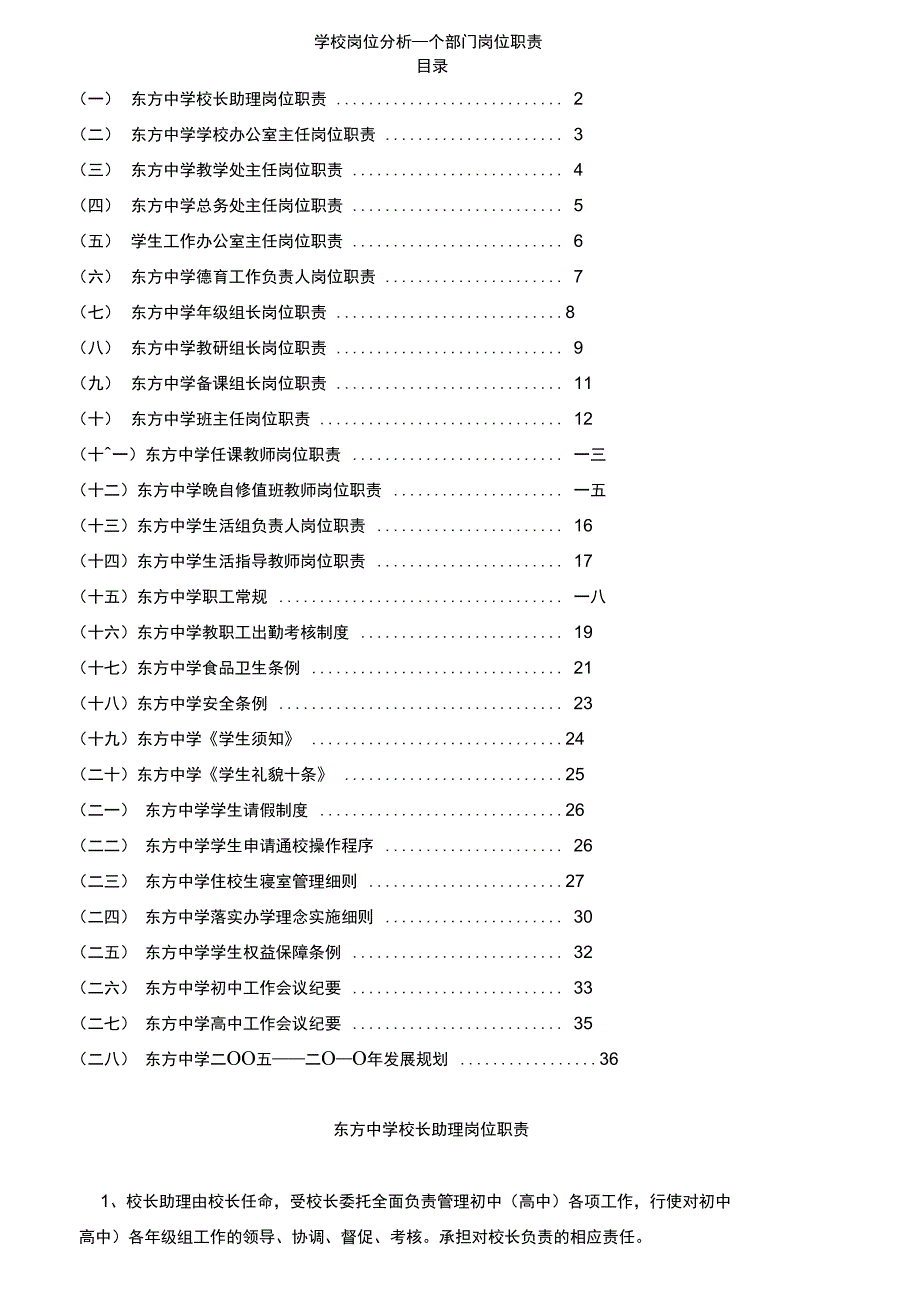 某中学学校部门岗位职责概述_第1页