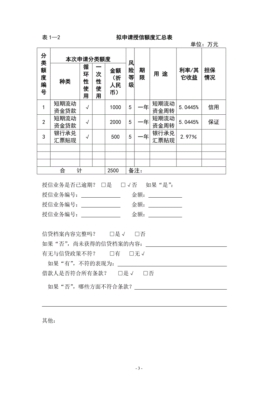 银行分行客户授信申请书_第3页