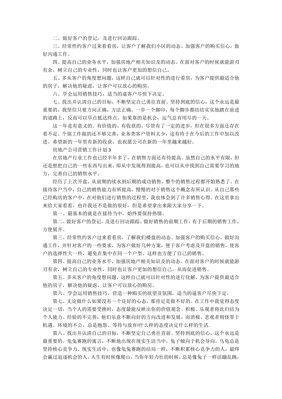 房地产公司营销工作计划_第2页