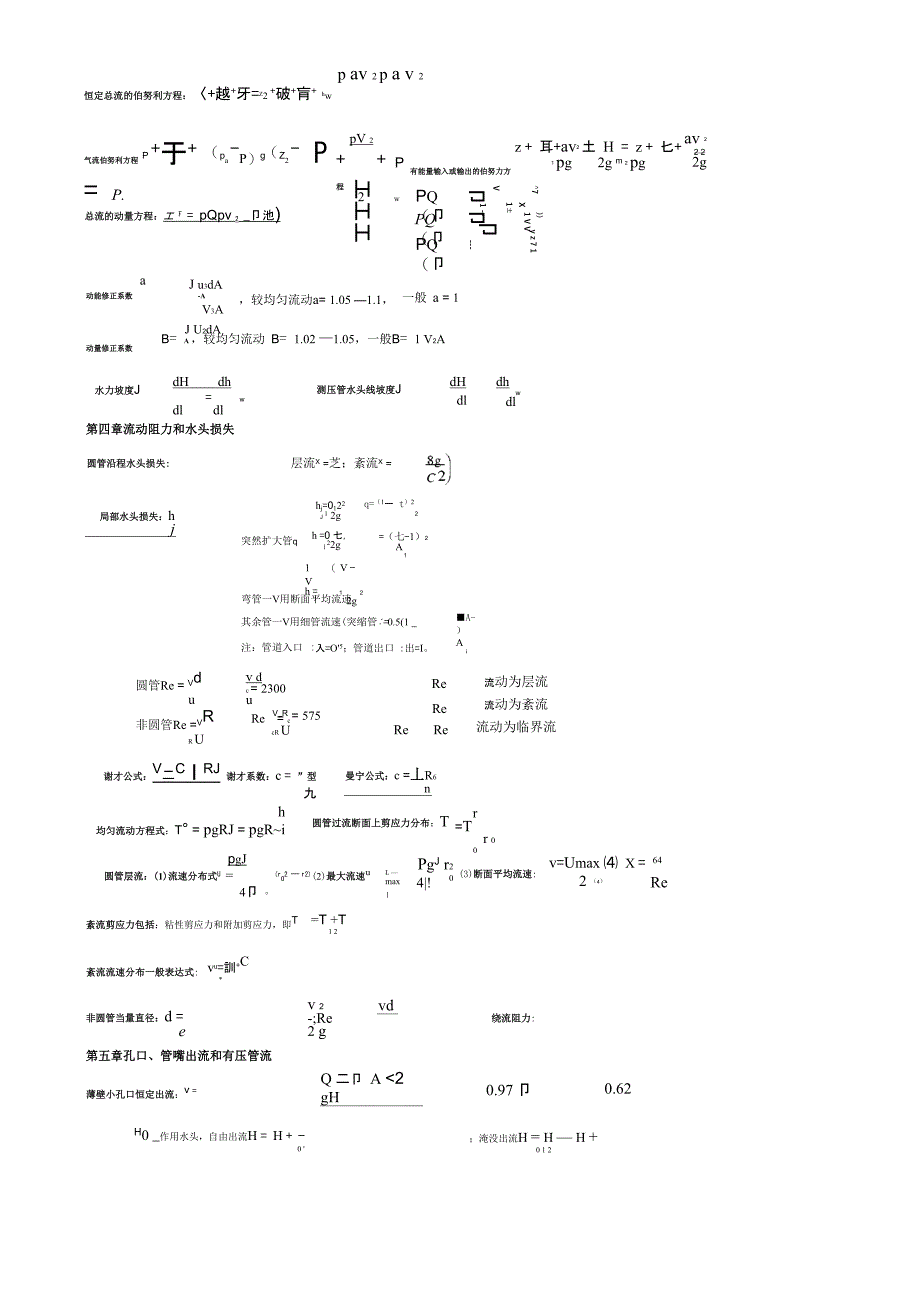 流体力学复习要点计算公式_第2页