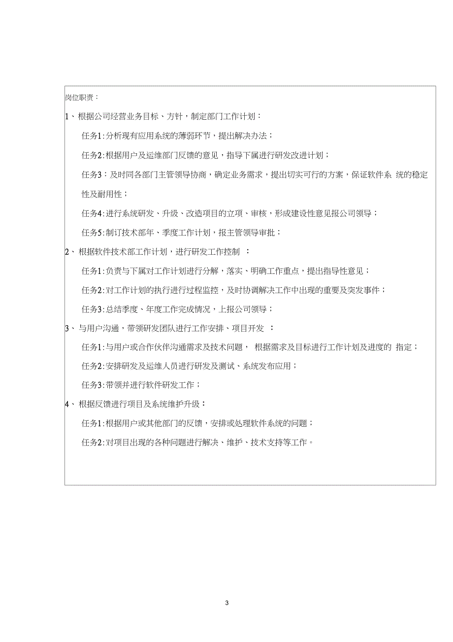 软件公司软件技术部岗位职责_第3页