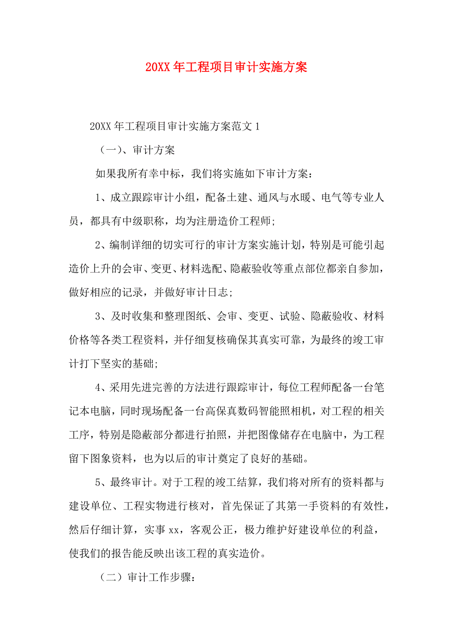 工程项目审计实施方案_第1页