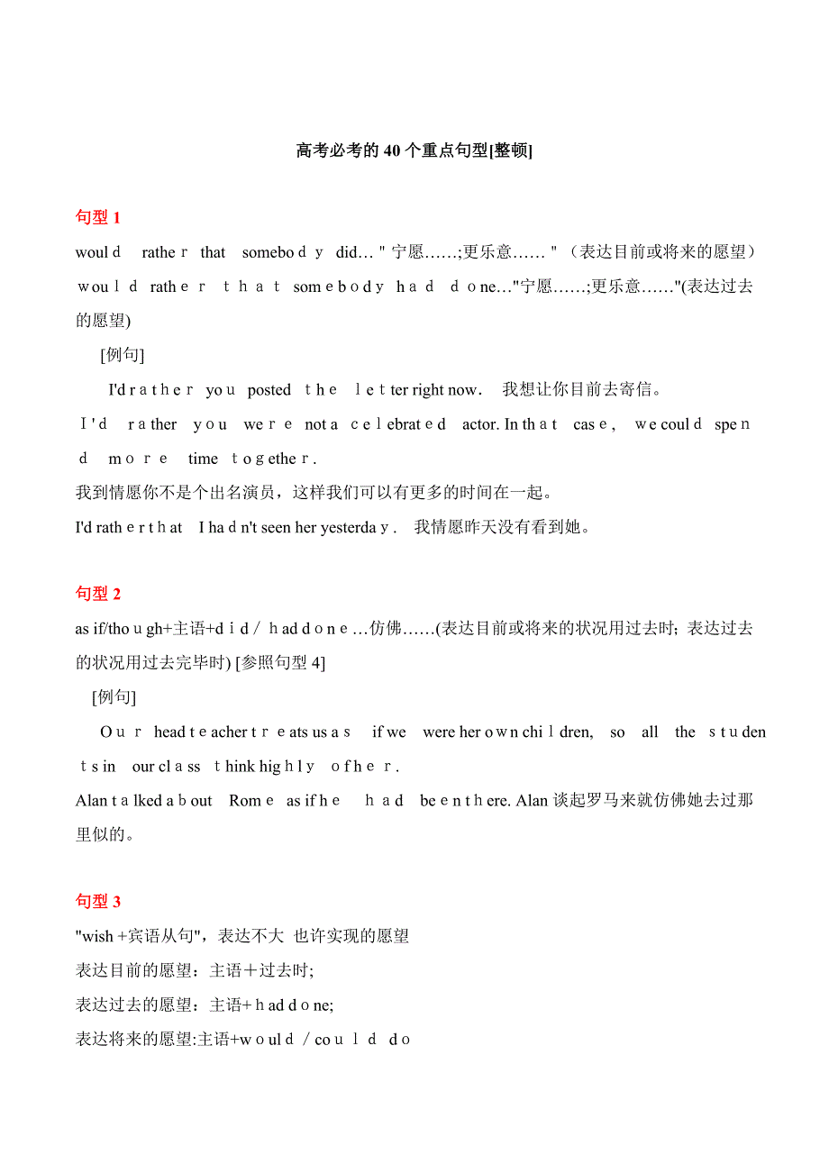 高考英语必考的40个重点句型_第1页
