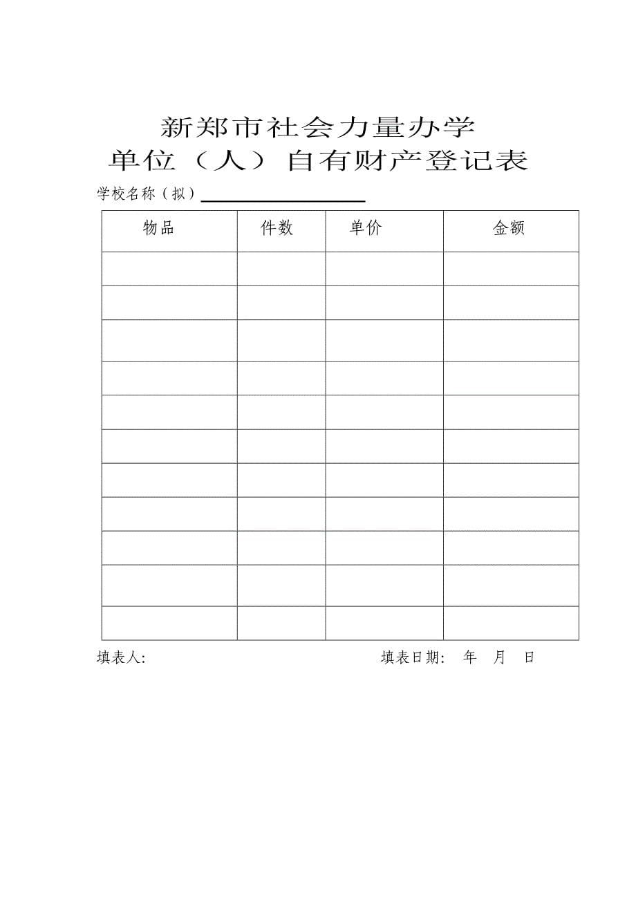 民办学校培训班申请办学模板及填写表格_第5页