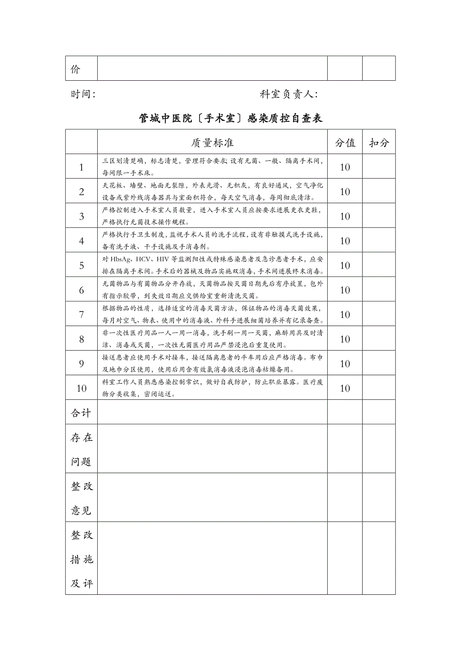 感染质控检查表_第4页