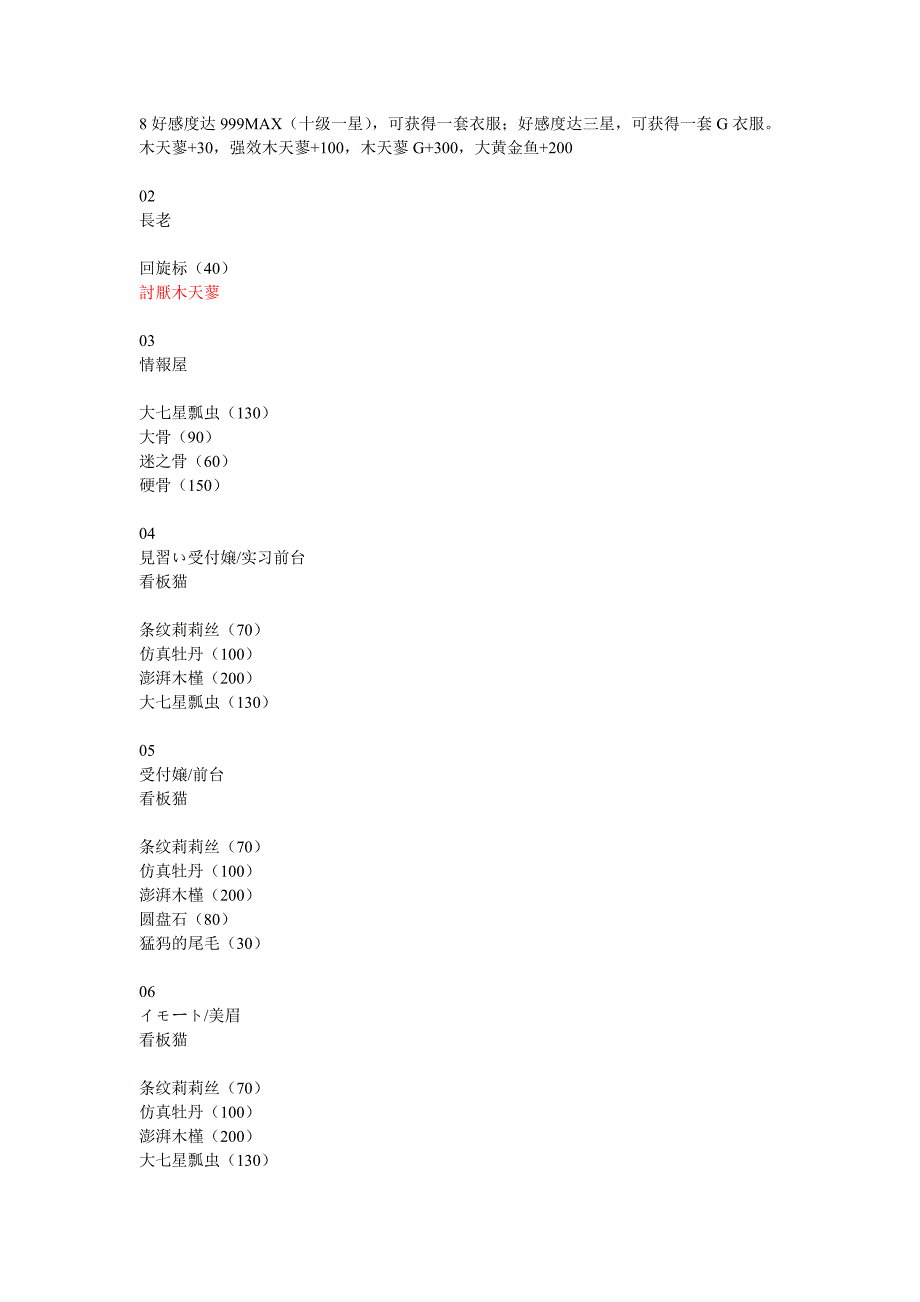 猫猫村同伴喜好表.doc_第1页