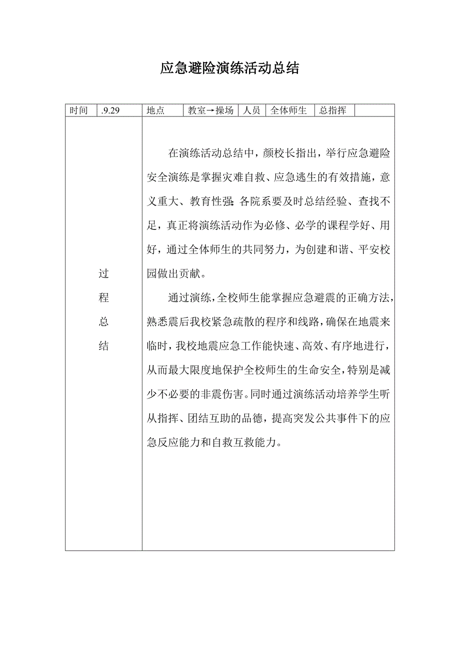 小学上学期应急避险演练活动总结　全套_第4页