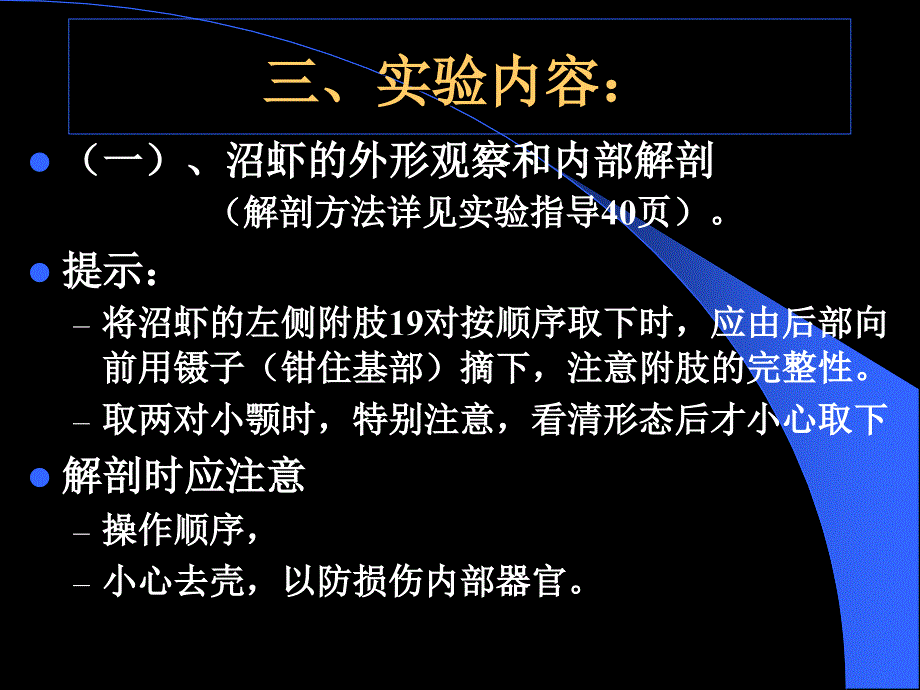 动物学实验教案7沼虾解剖_第4页