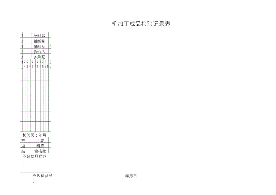 机加工成品检验记录表_第1页