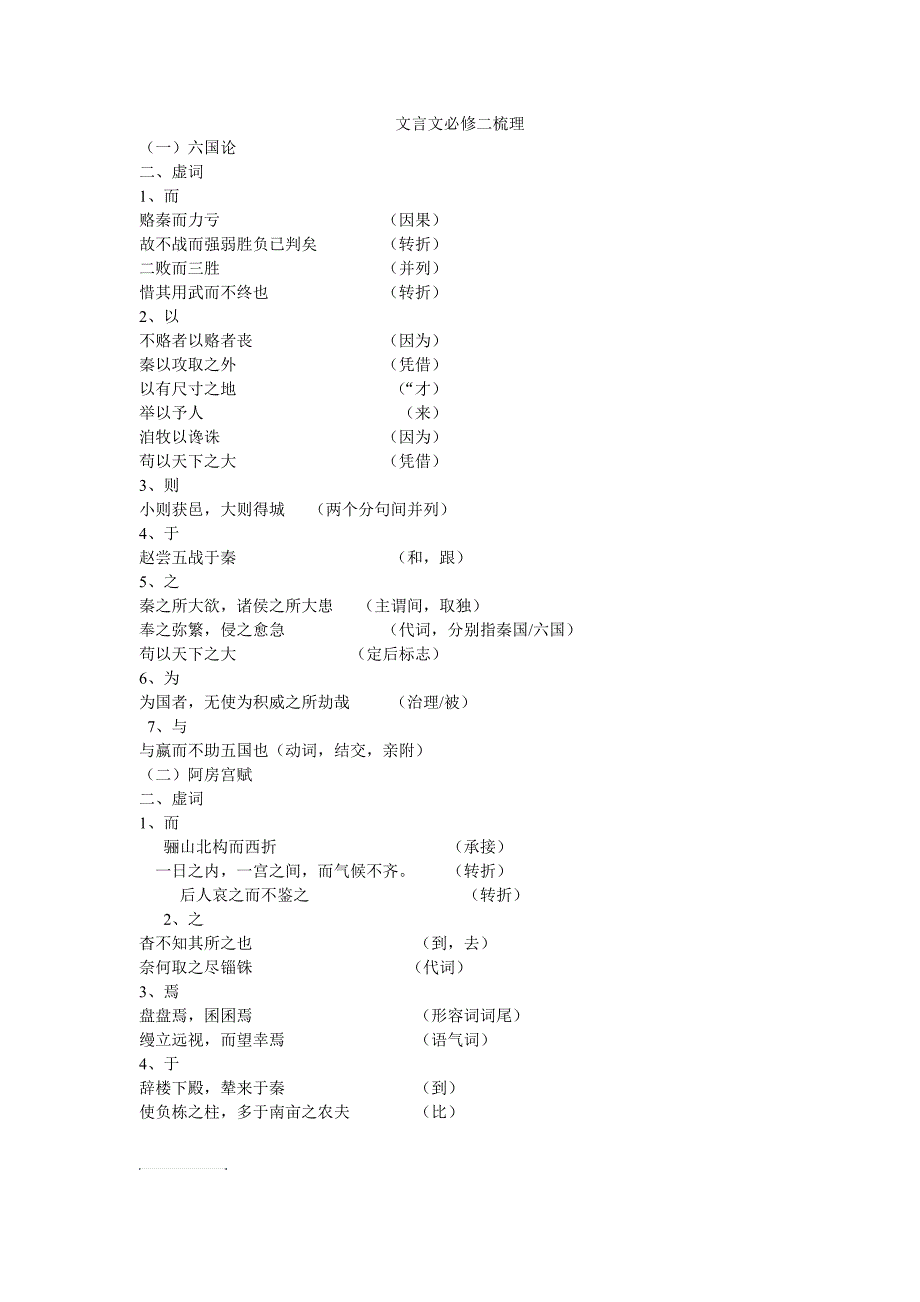 苏教版文言文必修二虚词梳理_第1页
