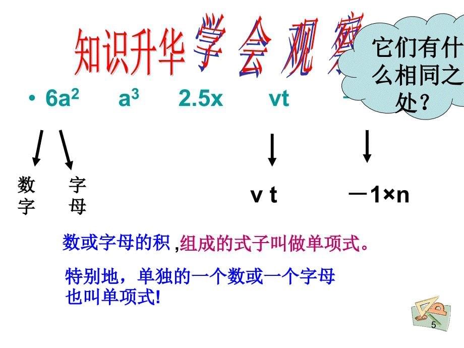 人教版7年级数学上册全册PPT课件2.1.1整式单项式_第5页