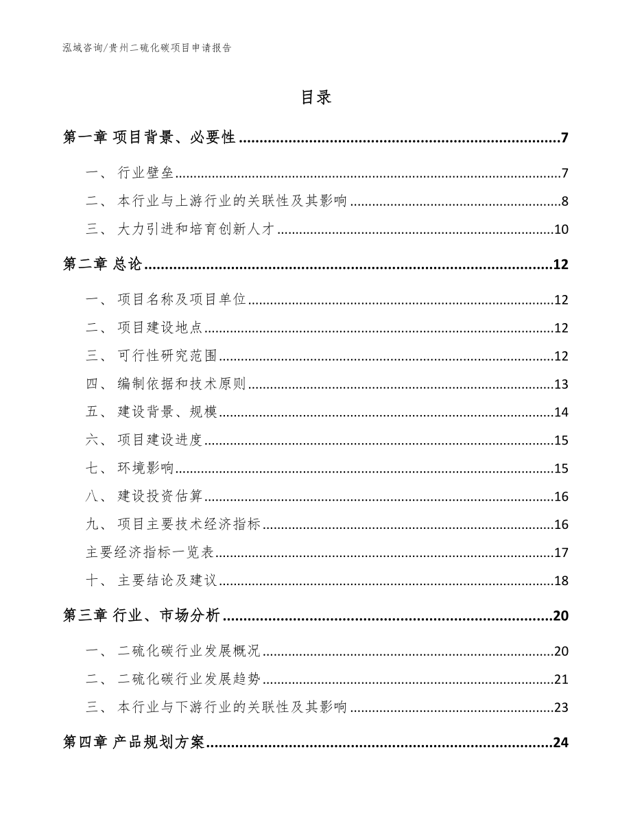 贵州二硫化碳项目申请报告_第1页