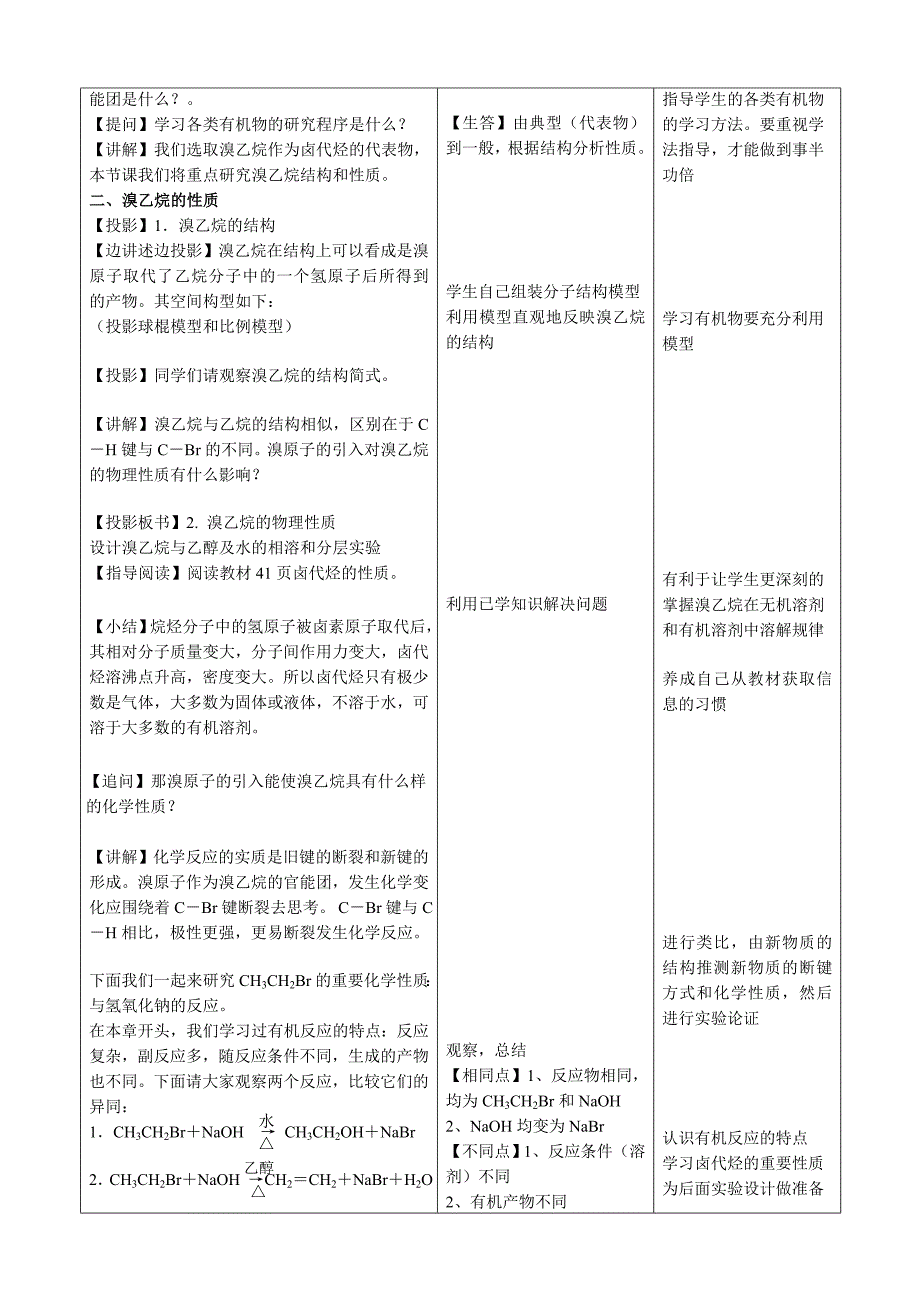 人教版高二年级化学选修5模块卤代烃教学设计_第3页