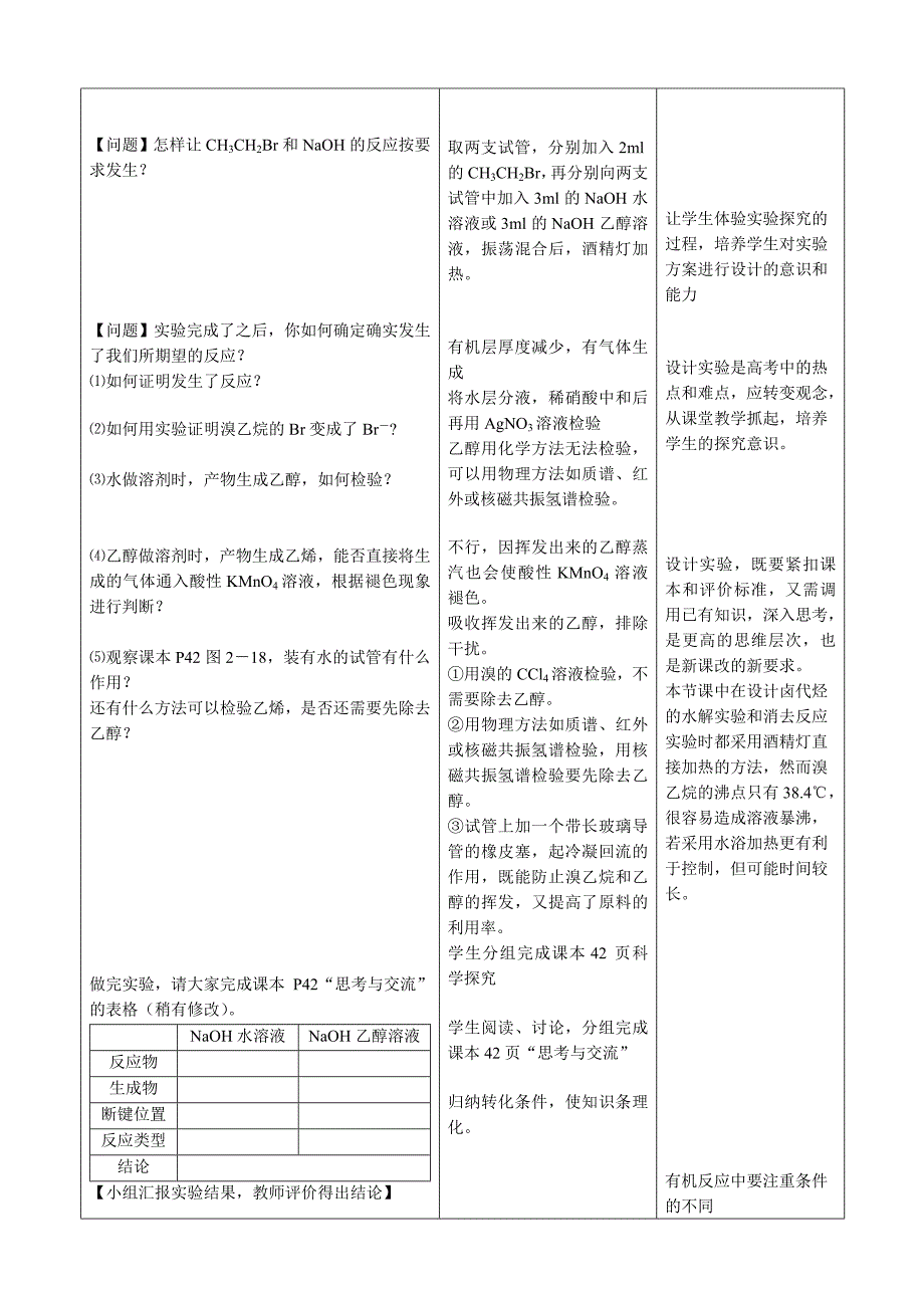 人教版高二年级化学选修5模块卤代烃教学设计_第4页