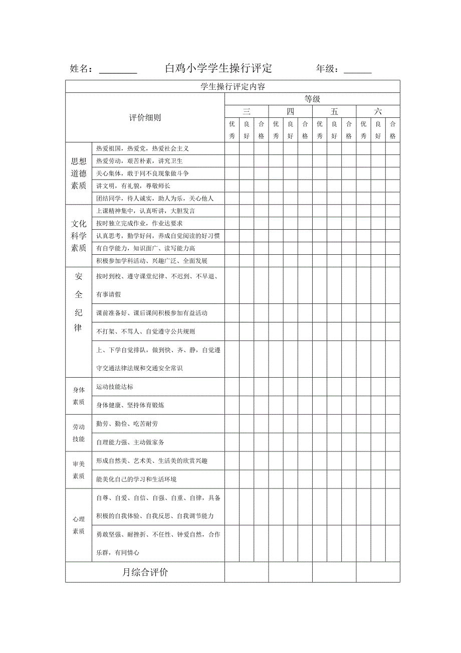 学生操行评定_第1页