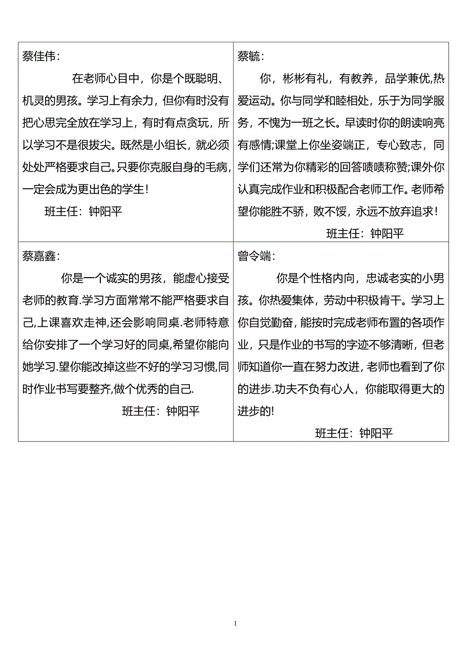 四（班）评语.doc_第1页