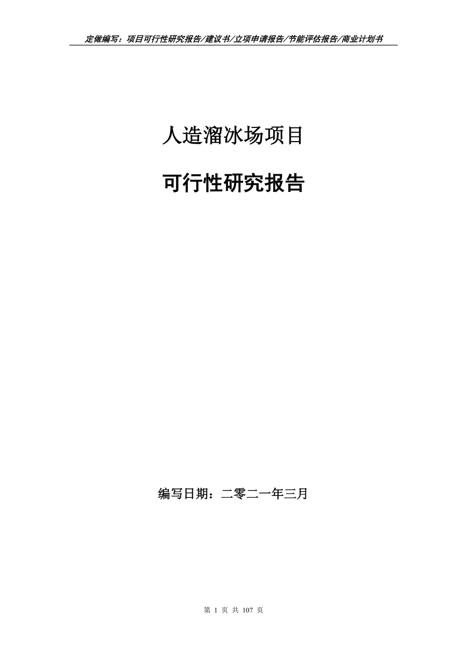 人造溜冰场项目可行性研究报告立项申请_第1页