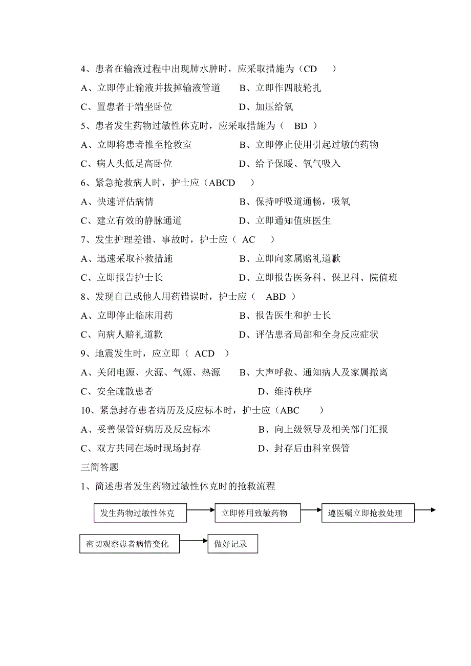 《护理应急预案试题》doc版_第2页