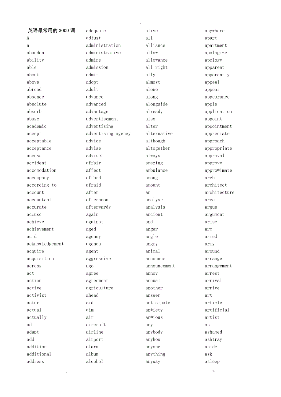 英语最常用的3000词_第1页