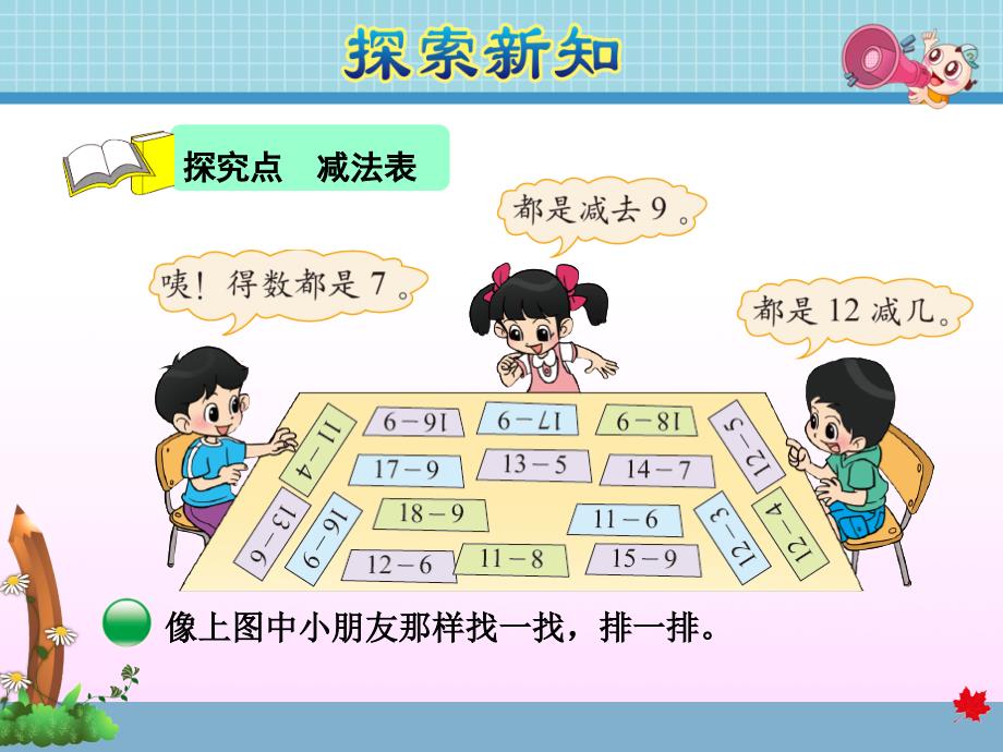 北师大版小学一年级数学下册《做个减法表》ppt课件_第4页