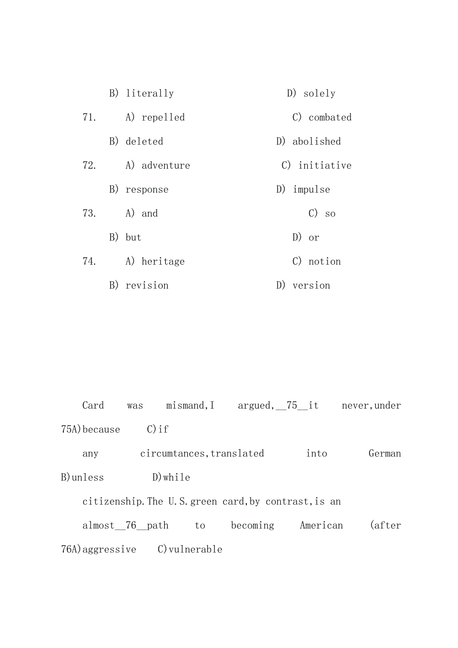 2022年6月大学英语六级考试A卷(真题+答案)7.docx_第2页