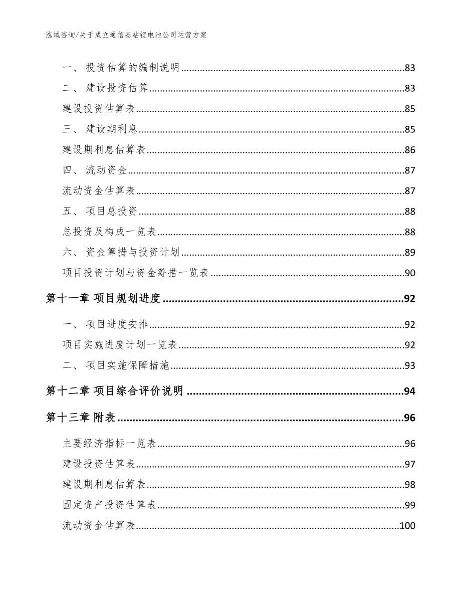 关于成立通信基站锂电池公司运营方案模板范本_第5页