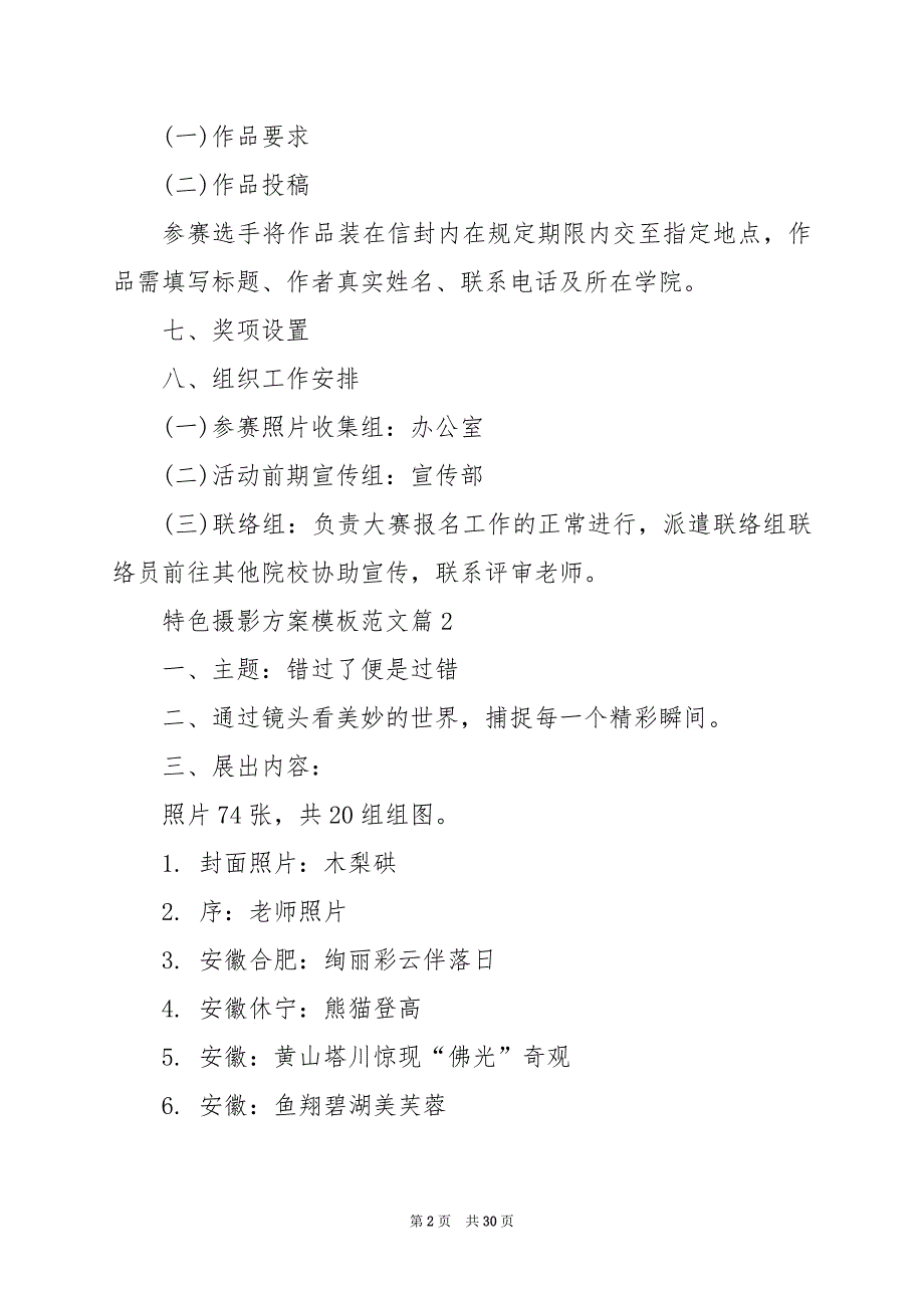 2024年特色摄影方案模板范文_第2页